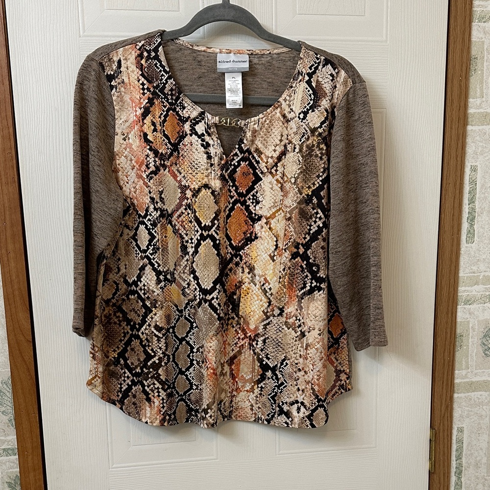 Alfred Dunner Multicolor Snakeskin Print Blouse